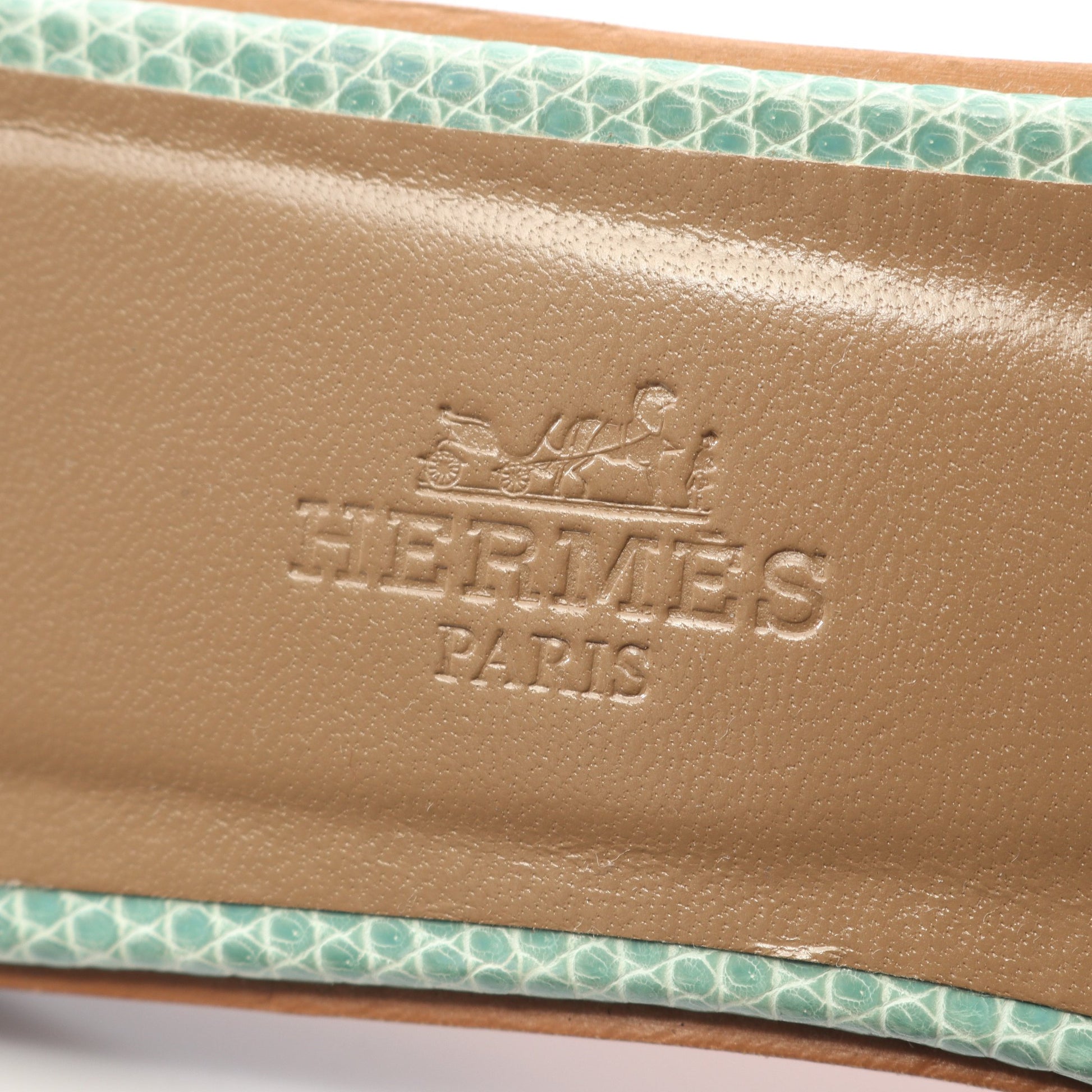 オマハ ミュール サンダル リザード グリーン エルメス シューズ HERMES