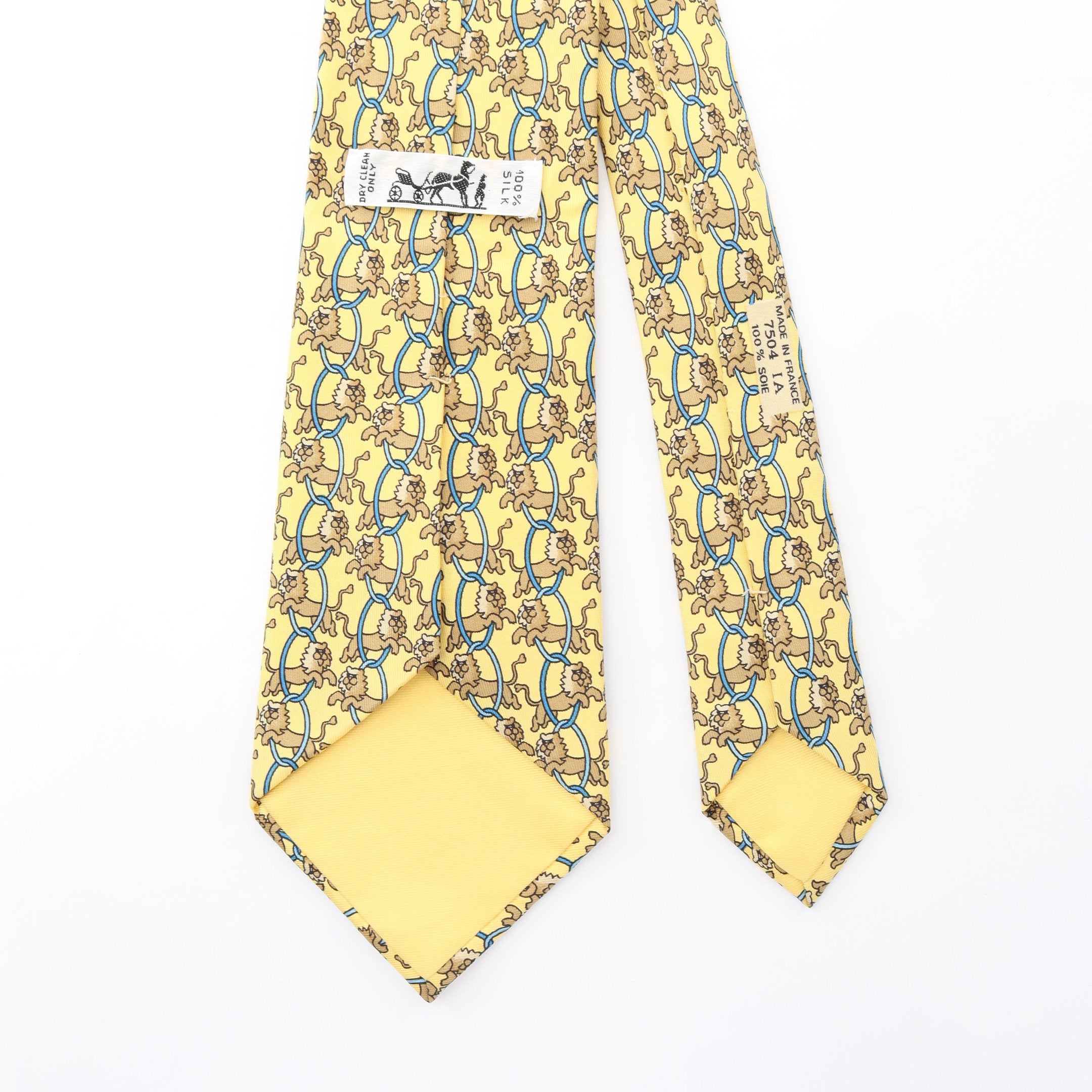 ネクタイ 総柄 シルク イエロー マルチカラー エルメス – RECLO