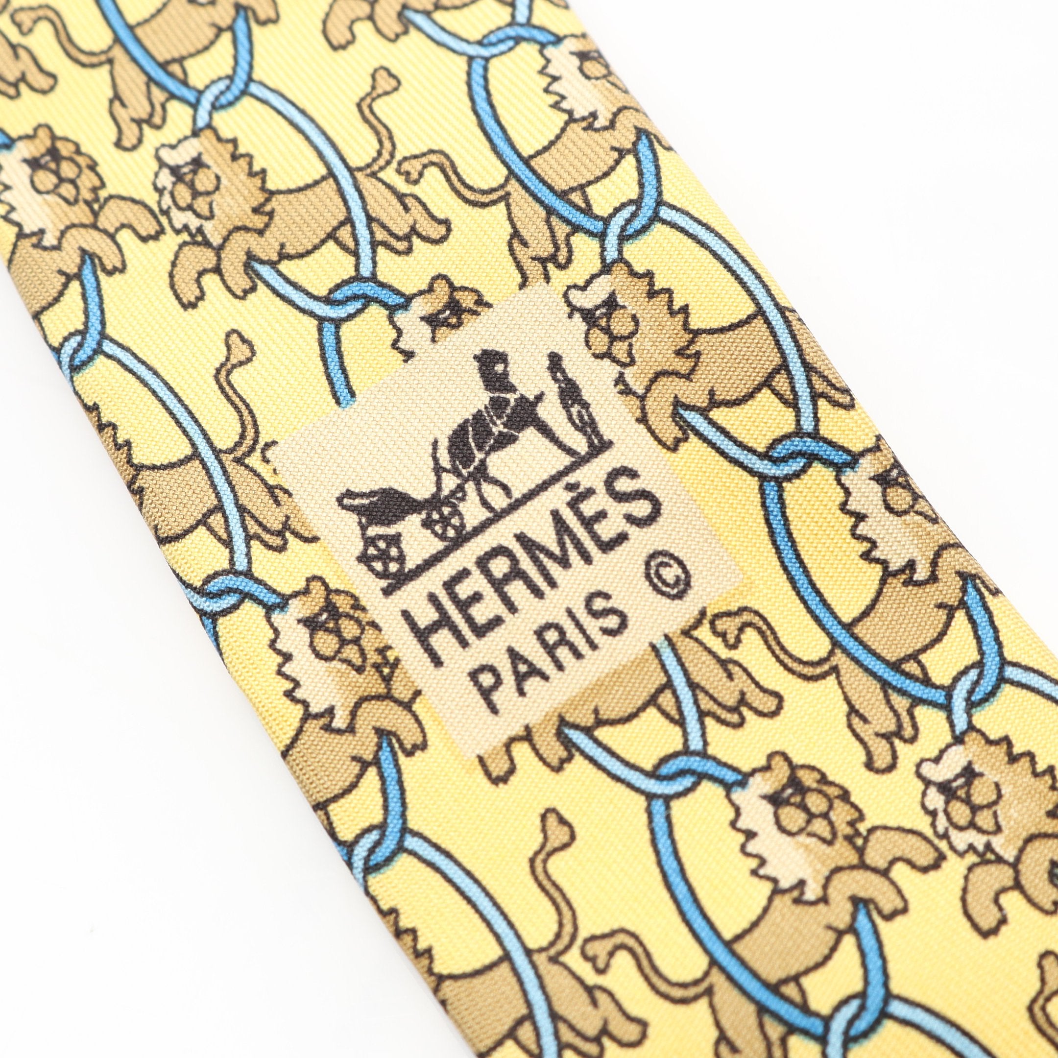 美品 HERMES エルメス リング 多角形 総柄 ネクタイ イエロー 水色 美品 HERMES エルメス リング 多角形 総柄 ネクタイ イエロー 水色