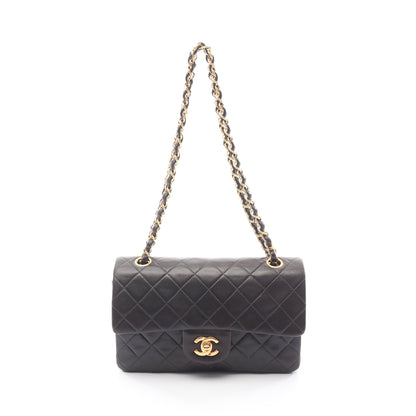 マトラッセ Wフラップ Wチェーンショルダーバッグ ラムスキン ブラック ゴールド金具 シャネル バッグ CHANEL