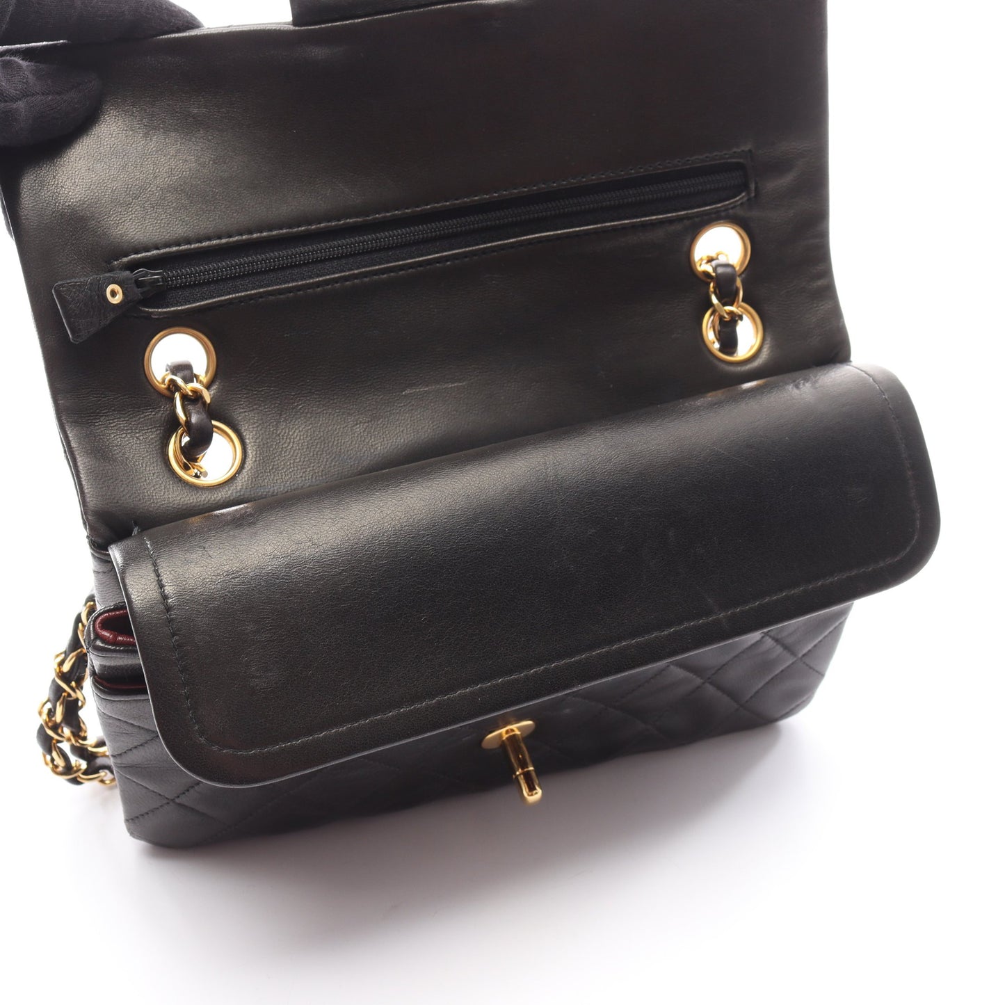 マトラッセ Wフラップ Wチェーンショルダーバッグ ラムスキン ブラック ゴールド金具 シャネル バッグ CHANEL