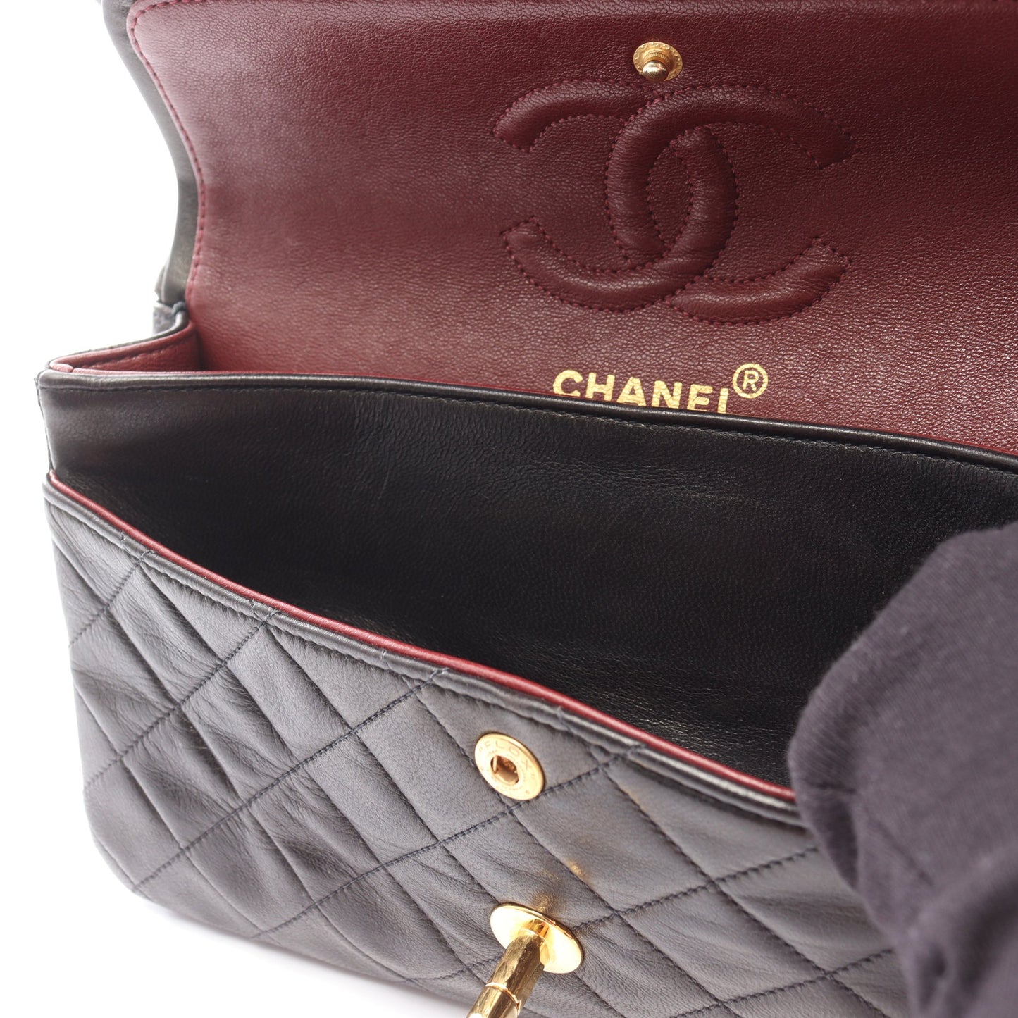 マトラッセ Wフラップ Wチェーンショルダーバッグ ラムスキン ブラック ゴールド金具 シャネル バッグ CHANEL