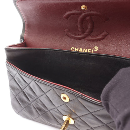 マトラッセ Wフラップ Wチェーンショルダーバッグ ラムスキン ブラック ゴールド金具 シャネル バッグ CHANEL