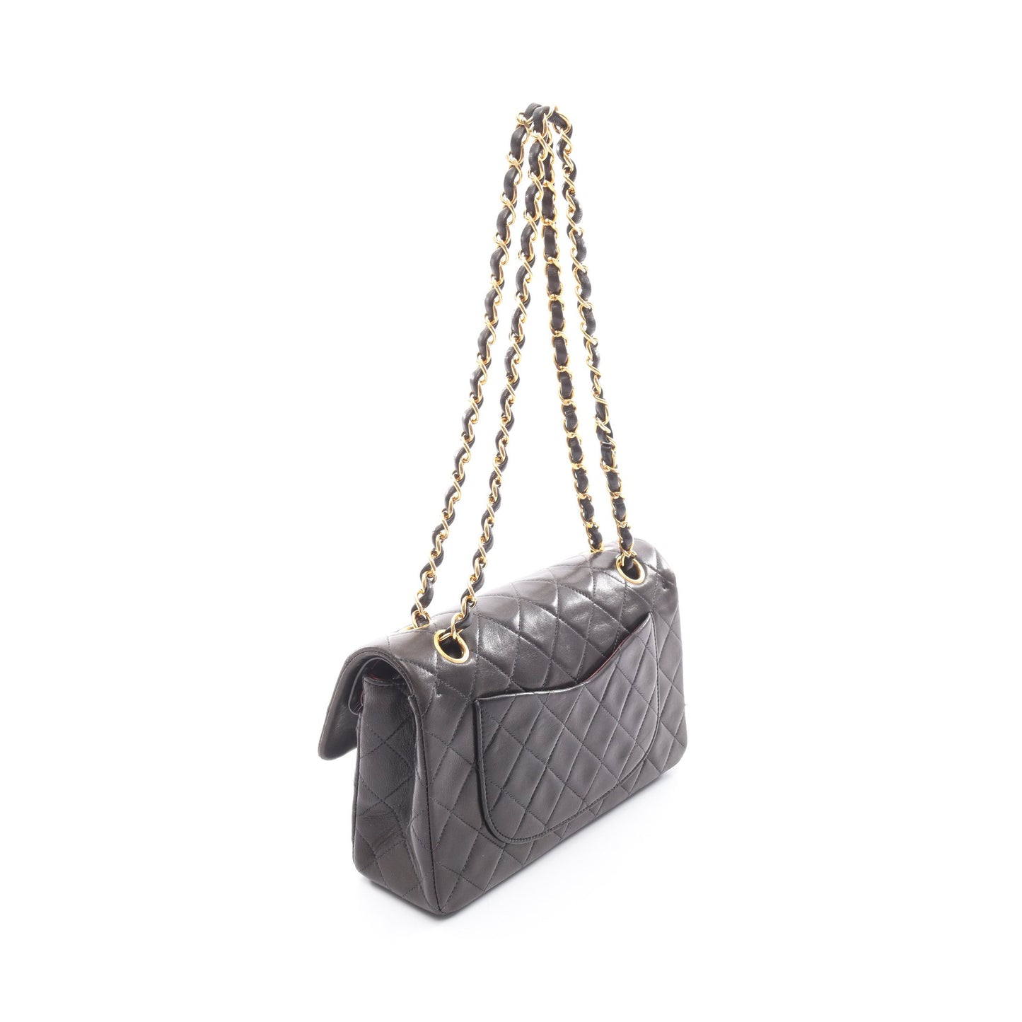 マトラッセ Wフラップ Wチェーンショルダーバッグ ラムスキン ブラック ゴールド金具 シャネル バッグ CHANEL