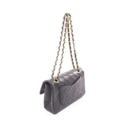 マトラッセ Wフラップ Wチェーンショルダーバッグ ラムスキン ブラック ゴールド金具 シャネル バッグ CHANEL