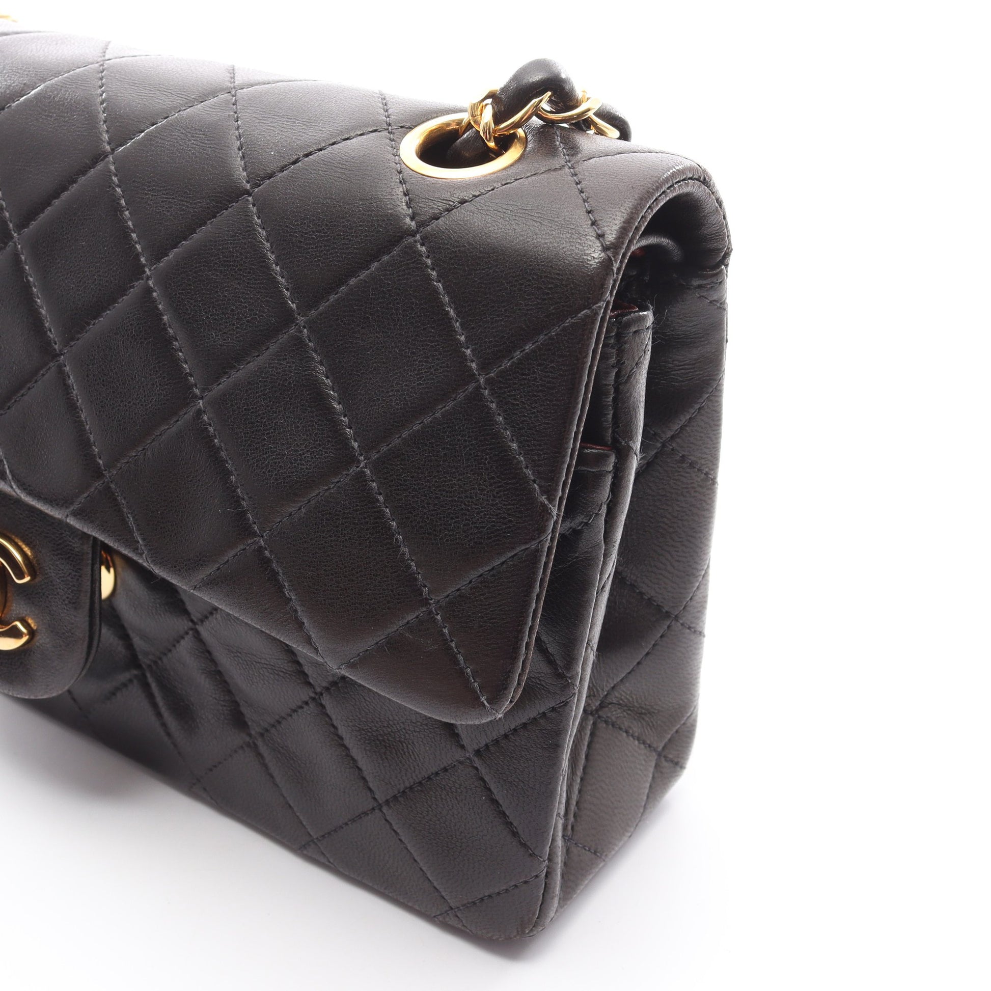 マトラッセ Wフラップ Wチェーンショルダーバッグ ラムスキン ブラック ゴールド金具 シャネル バッグ CHANEL