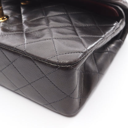 マトラッセ Wフラップ Wチェーンショルダーバッグ ラムスキン ブラック ゴールド金具 シャネル バッグ CHANEL