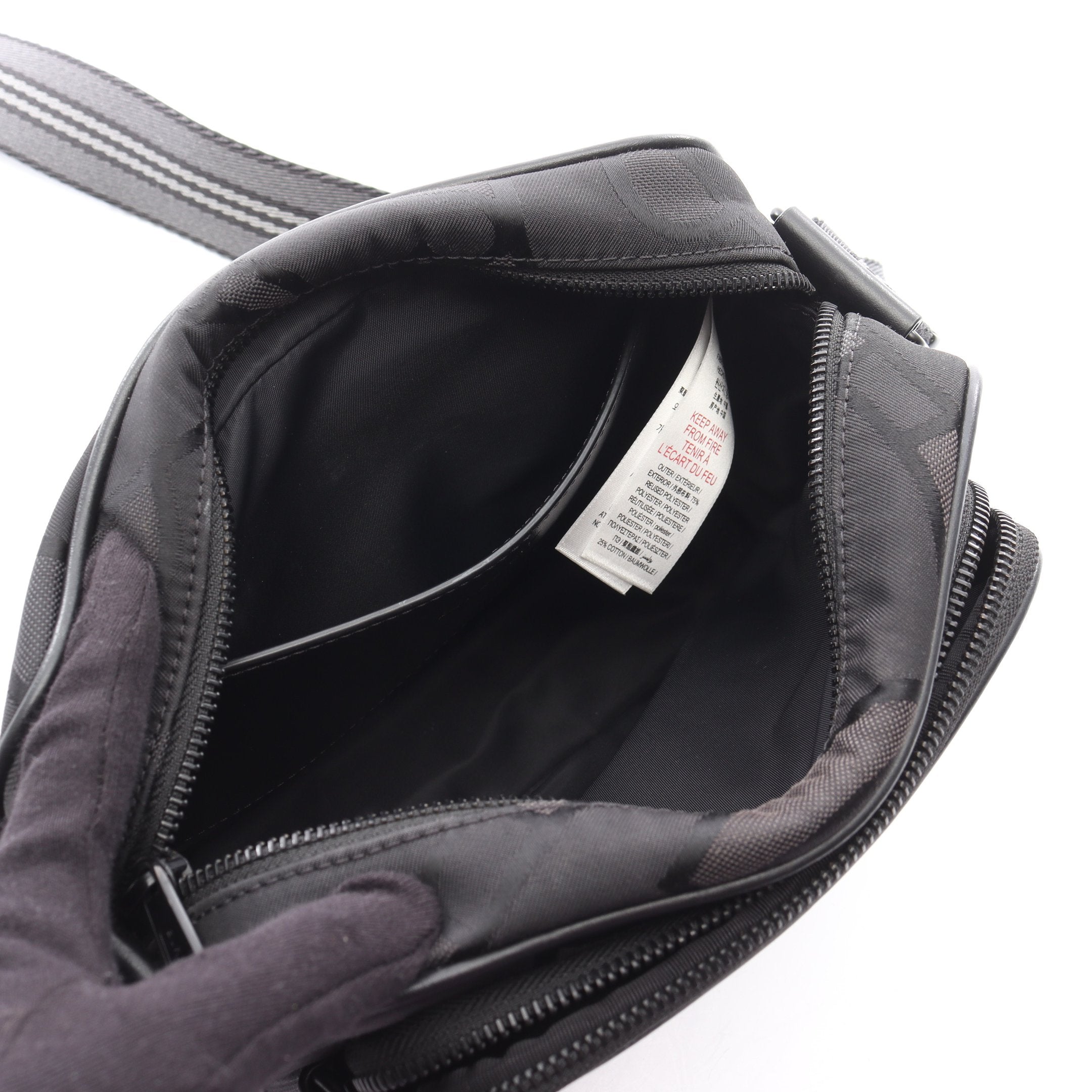 TBモノグラム パディー ショルダーバッグ ナイロン レザー ブラック