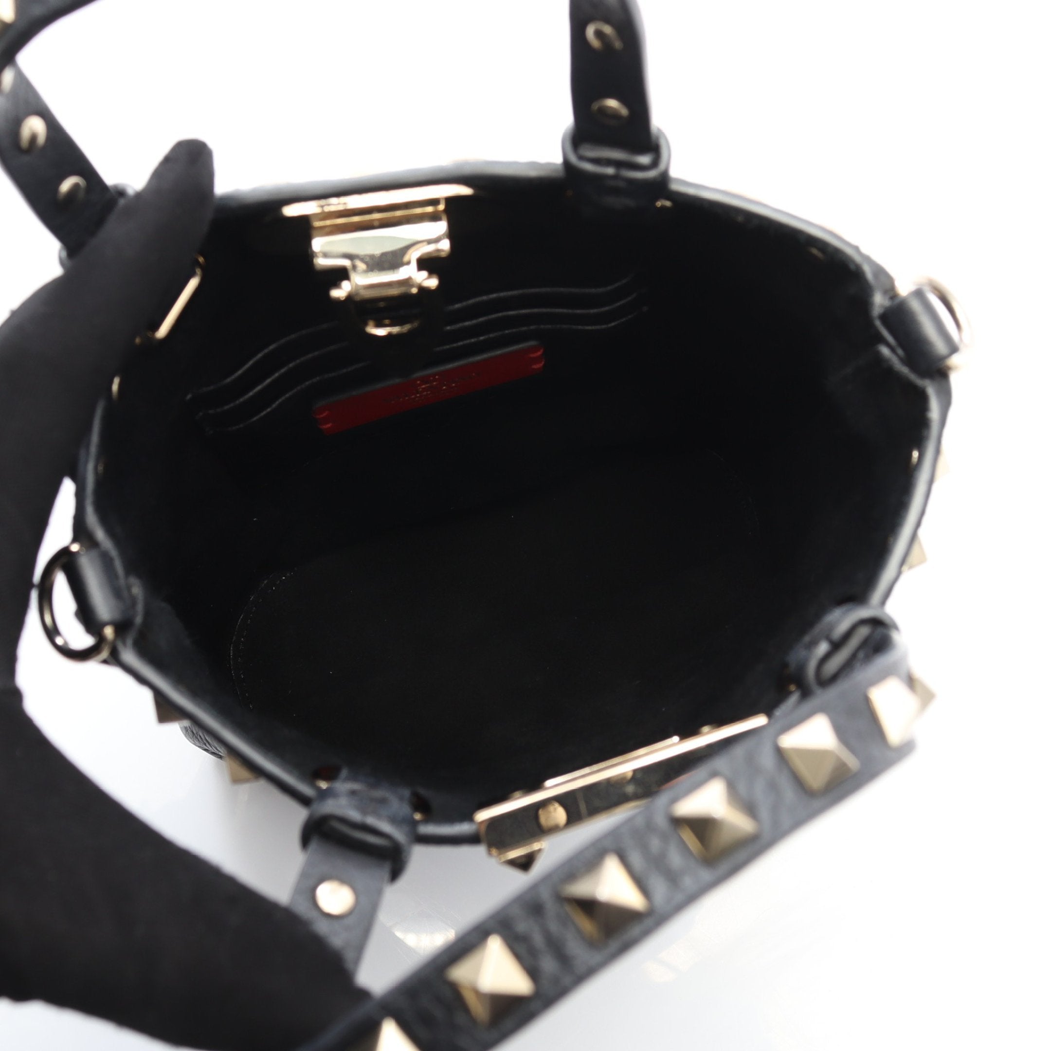 クロスボディポーチ ハンドバッグ レザー ブラック 2WAY ロック