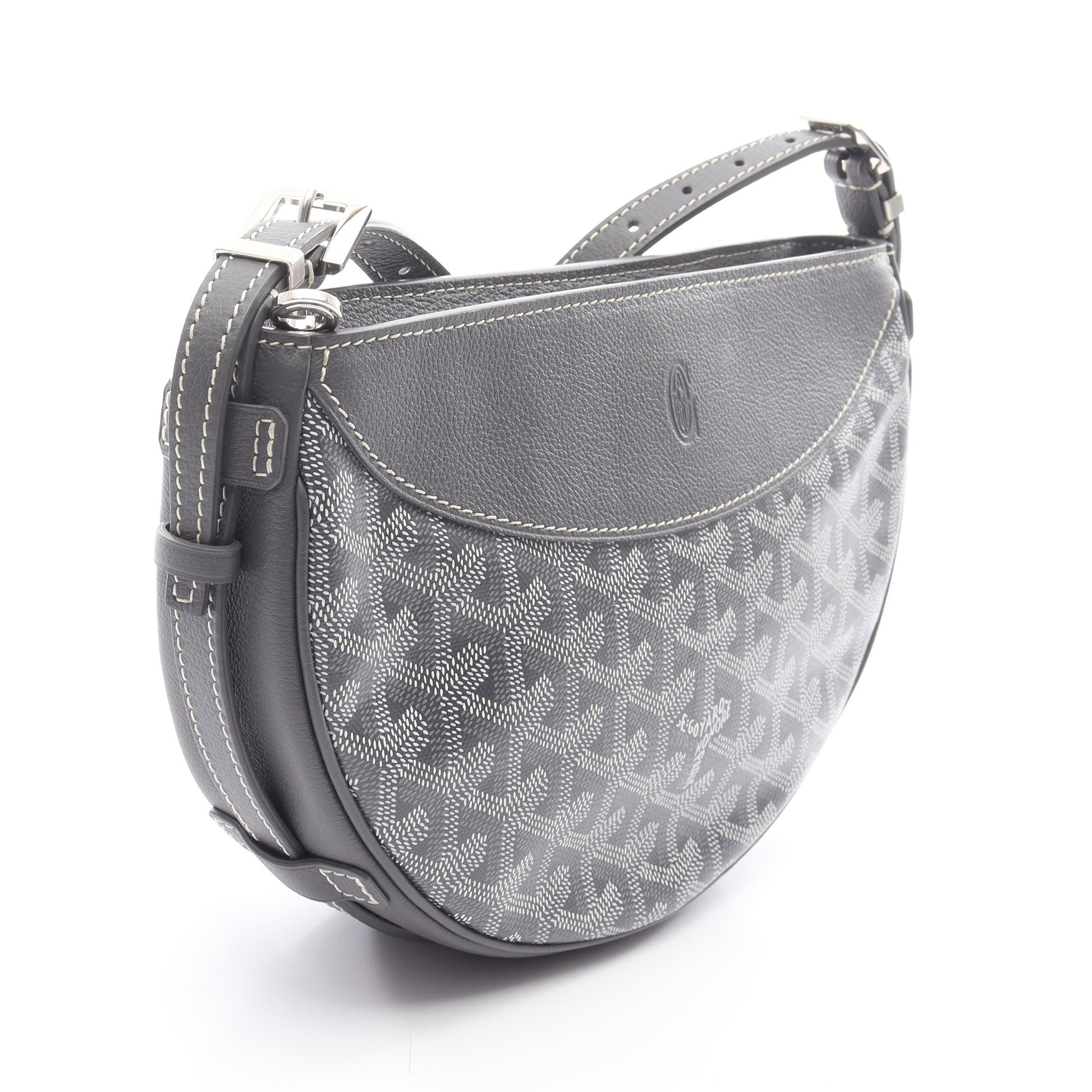 ヒロンデル ショルダーバッグ コーティングキャンバス レザー グレー ホワイト ゴヤール バッグ GOYARD