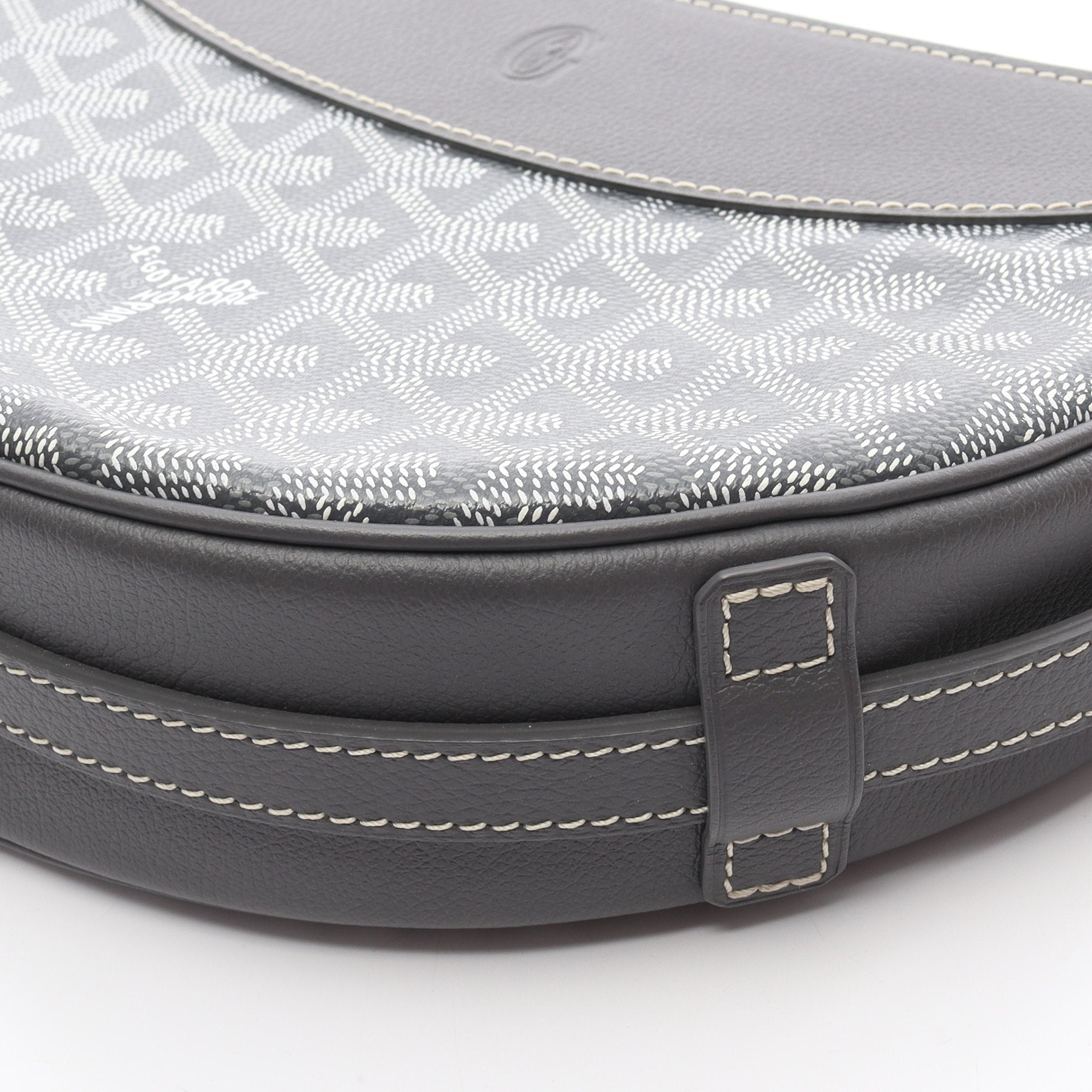 ヒロンデル ショルダーバッグ コーティングキャンバス レザー グレー