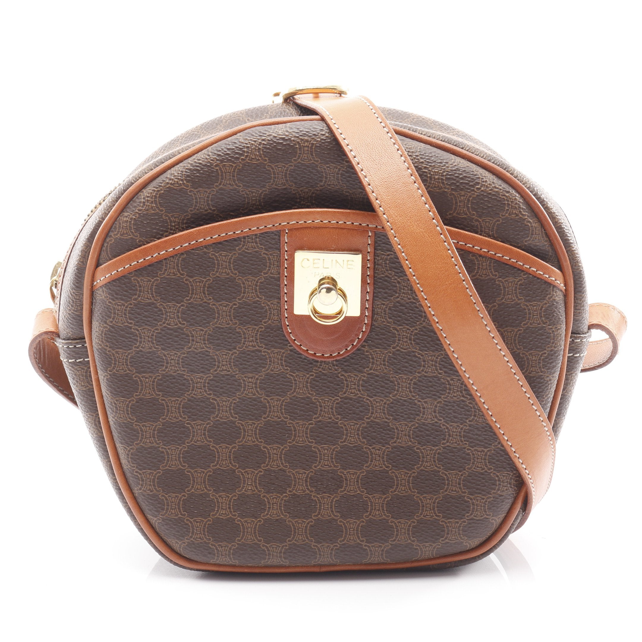 CÉLINE ダークブラウン レザー ショルダーバッグ CÉLINE ダークブラウン レザー ショルダーバッグ