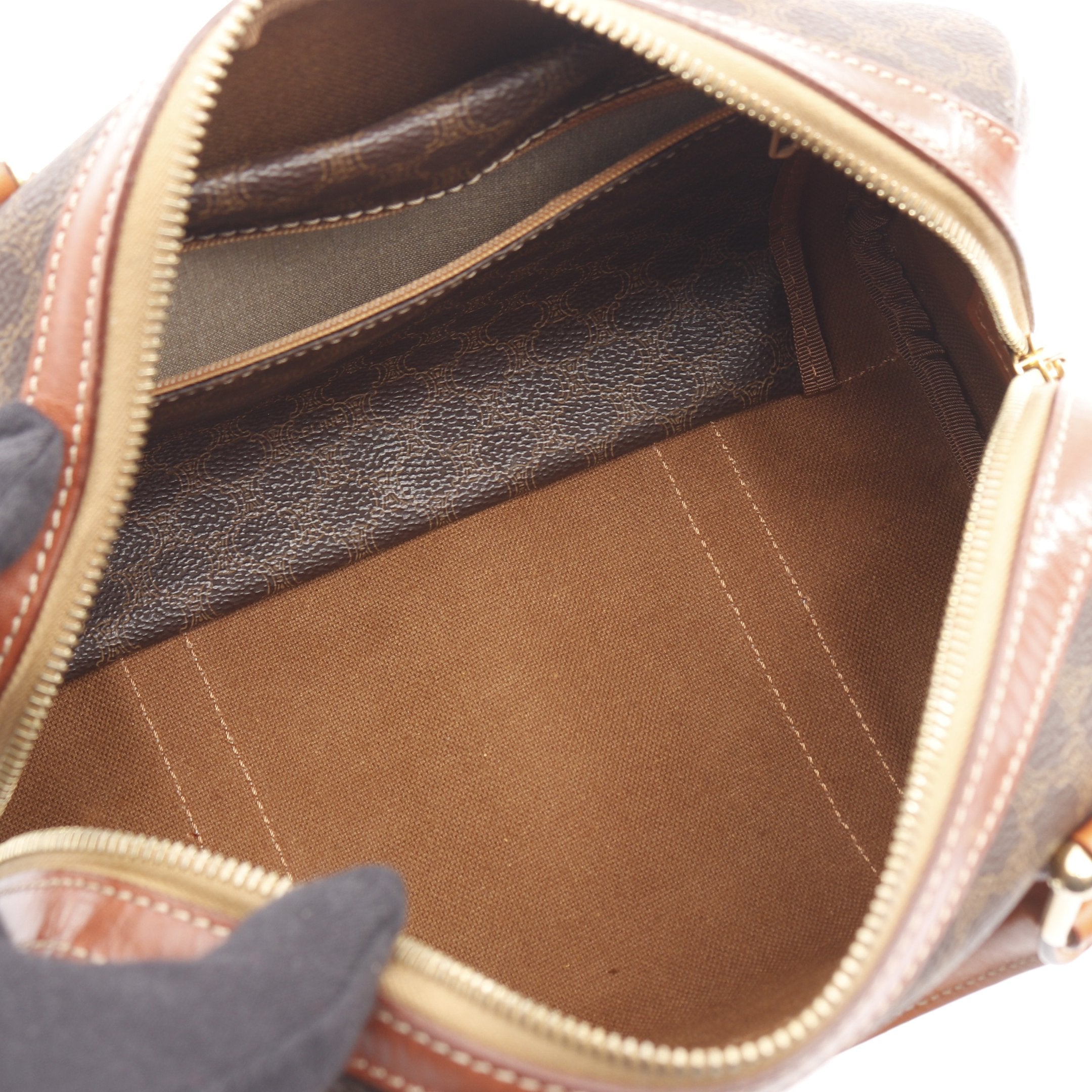 マカダム ハンドバッグ ミニボストンバッグ PVC レザー ダークブラウン