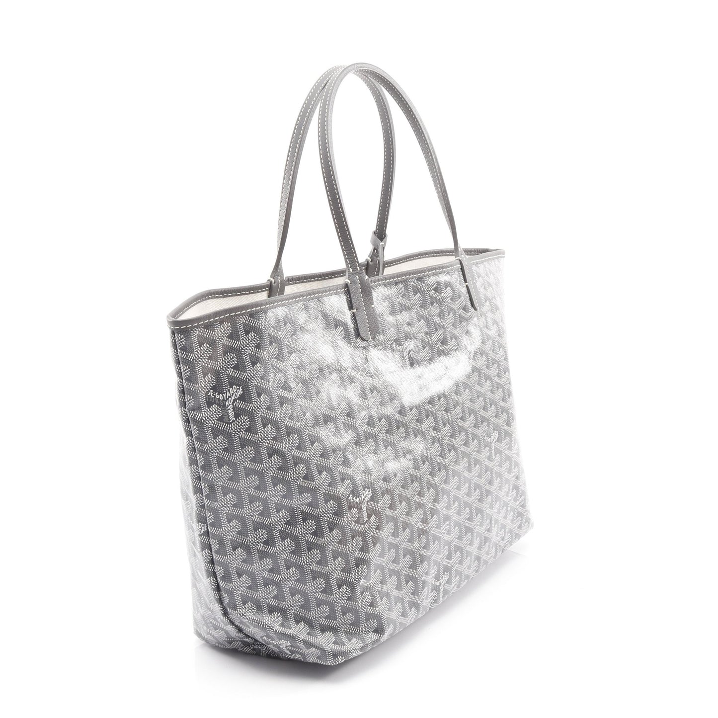 サンルイPM ハンドバッグ トートバッグ コーティングキャンバス レザー グレー ホワイト ゴヤール バッグ GOYARD