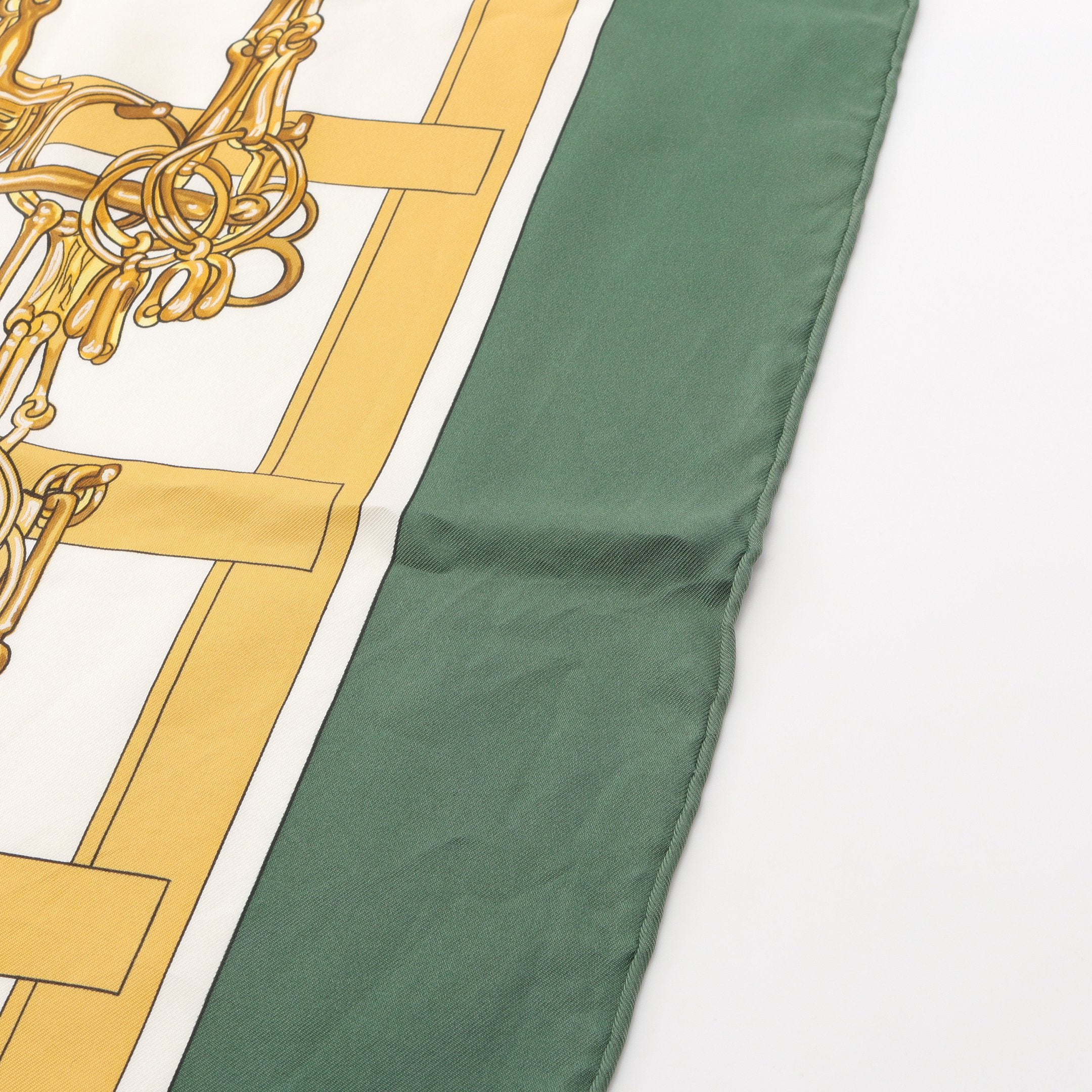 カレ90 MORS & FILETS スカーフ シルク グリーン アイボリー イエロー