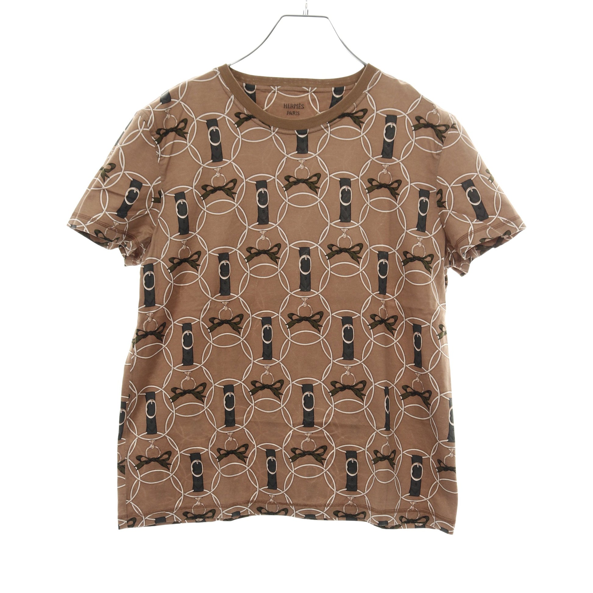 Promenade du Matin Tシャツ コットン ブラウン ダークグリーン ホワイト エルメス トップス HERMES