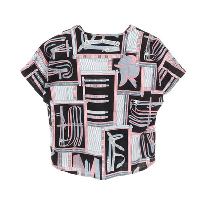 Lettres Equestres Tシャツ クルーネック コットン ブラック ピンク ブルー エルメス トップス HERMES