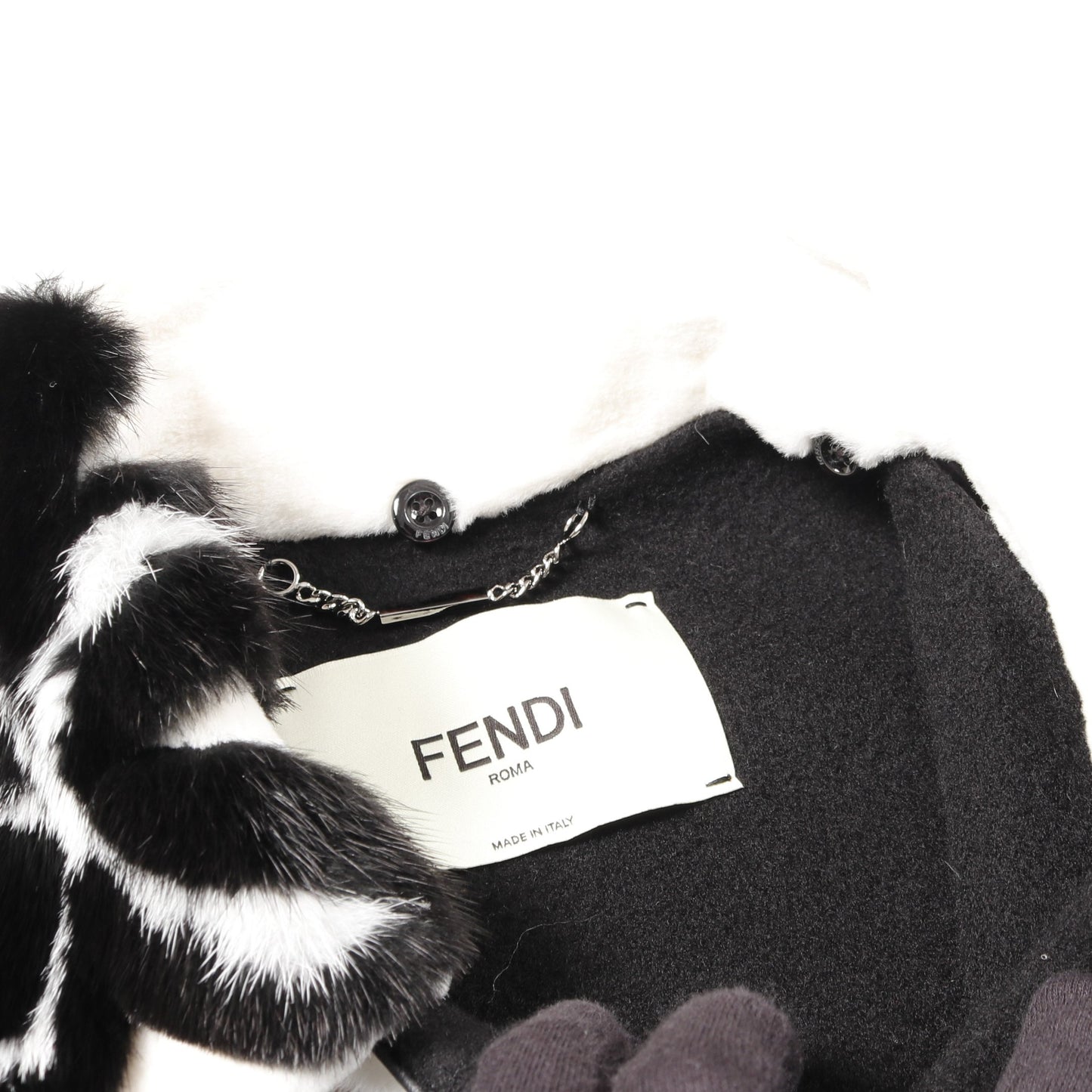 コート カシミヤ ミンク ブラック ホワイト フェンディ アウター FENDI