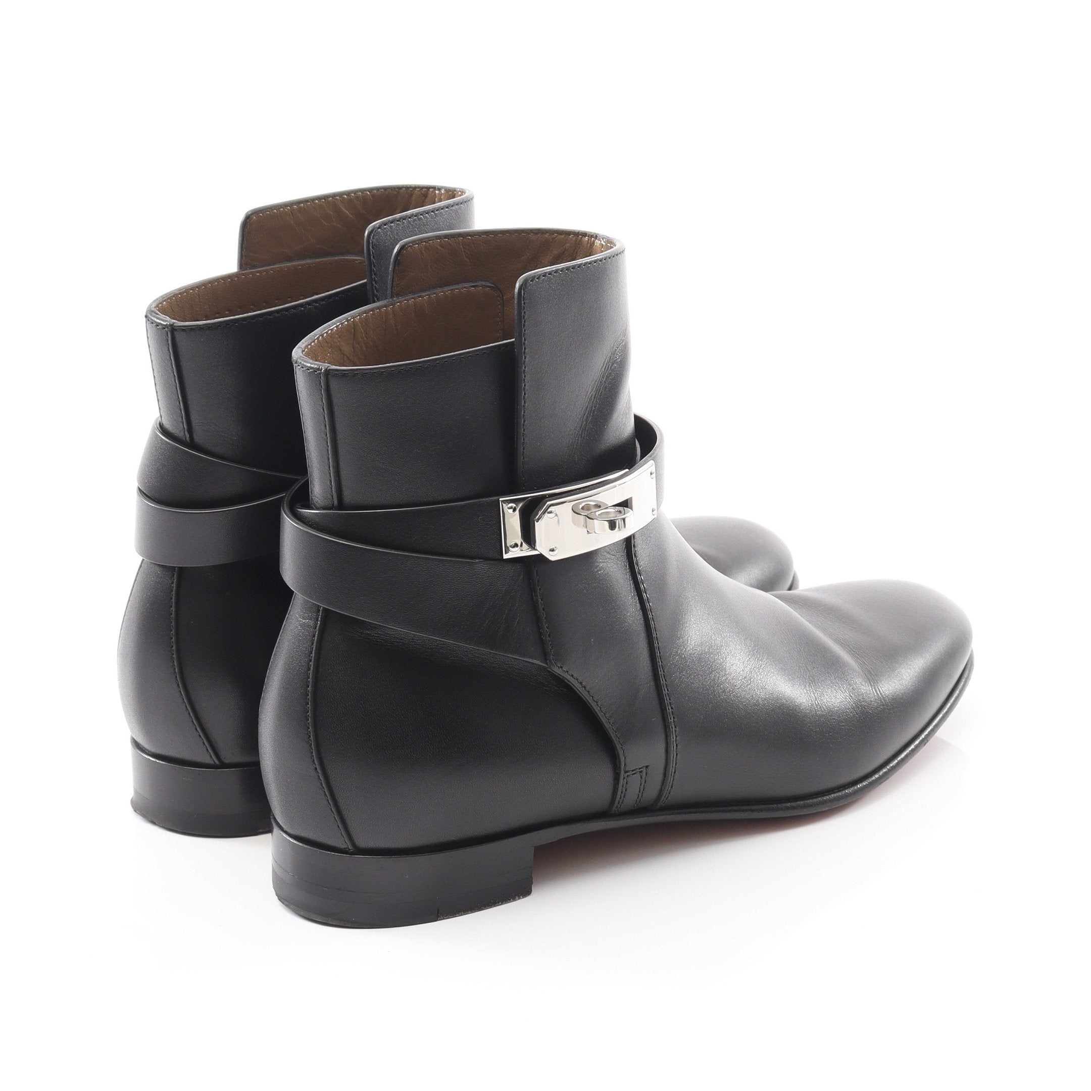 HERMES Portland エルメス バックル アピ レザー ショートブーツ HERMES Portland エルメス バックル アピ レザー ショートブーツ