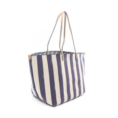 LARGE ROLL ショルダーバッグ トートバッグ キャンバス レザー ベージュ ネイビー リバーシブル フェンディ バッグ FENDI