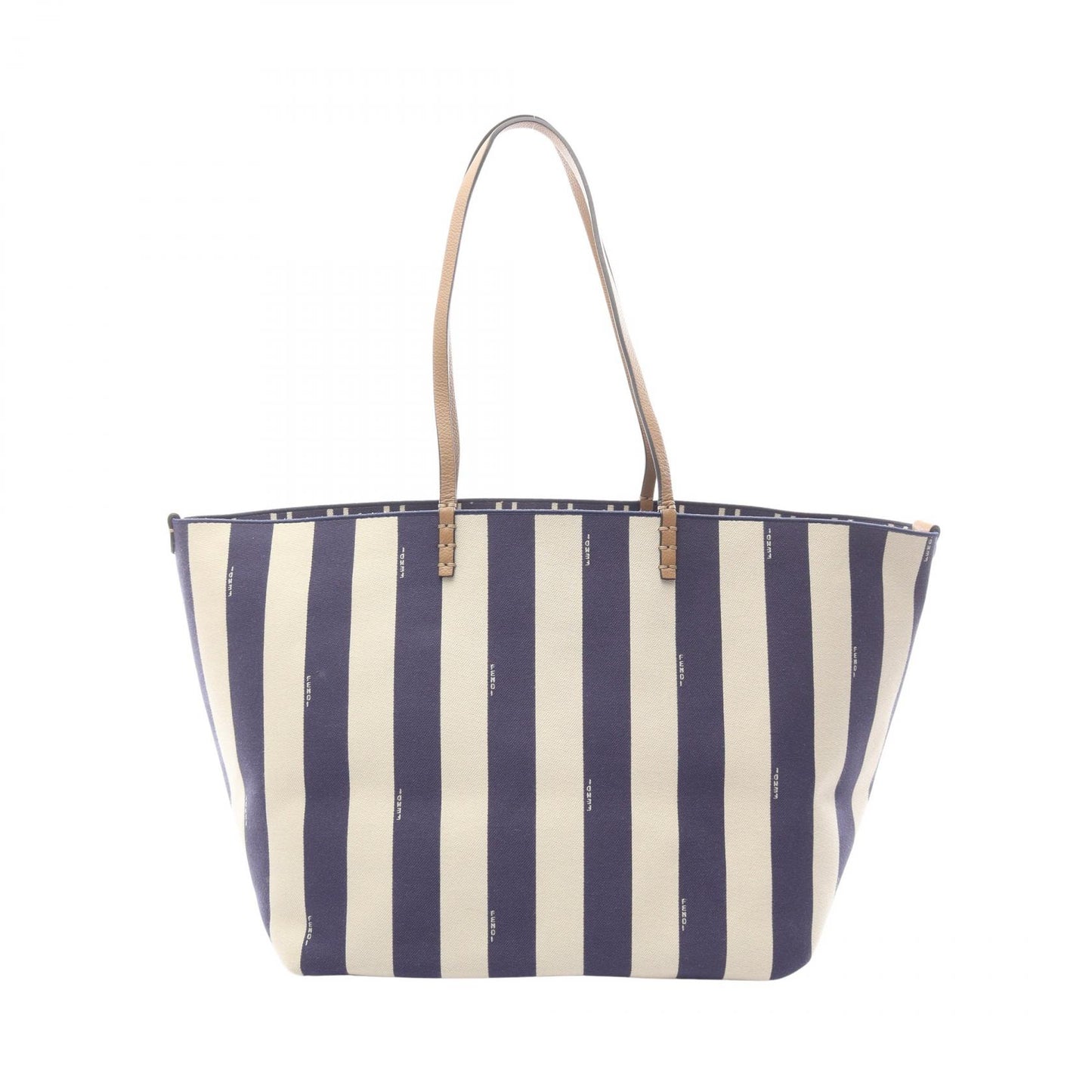LARGE ROLL ショルダーバッグ トートバッグ キャンバス レザー ベージュ ネイビー リバーシブル フェンディ バッグ FENDI