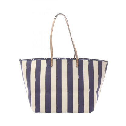 LARGE ROLL ショルダーバッグ トートバッグ キャンバス レザー ベージュ ネイビー リバーシブル フェンディ バッグ FENDI