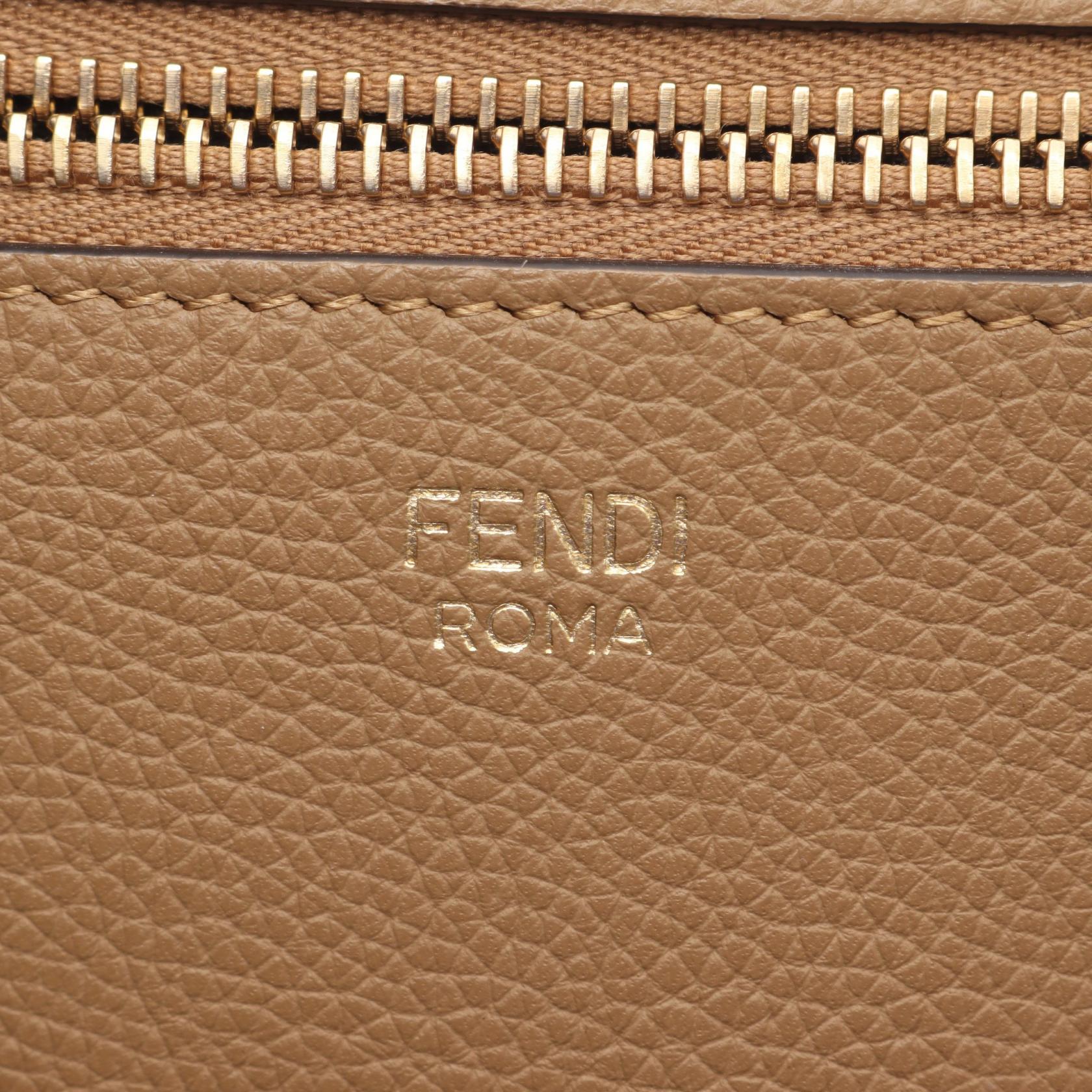 LARGE ROLL ショルダーバッグ トートバッグ キャンバス レザー ベージュ ネイビー リバーシブル フェンディ バッグ FENDI