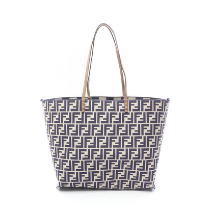 LARGE ROLL ショルダーバッグ トートバッグ キャンバス レザー ベージュ ネイビー リバーシブル フェンディ バッグ FENDI