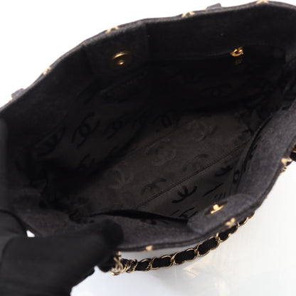 ワイルドステッチ チェーンショルダーバッグ チェーントートバッグ ウール ダークグレー ゴールド金具 シャネル バッグ CHANEL