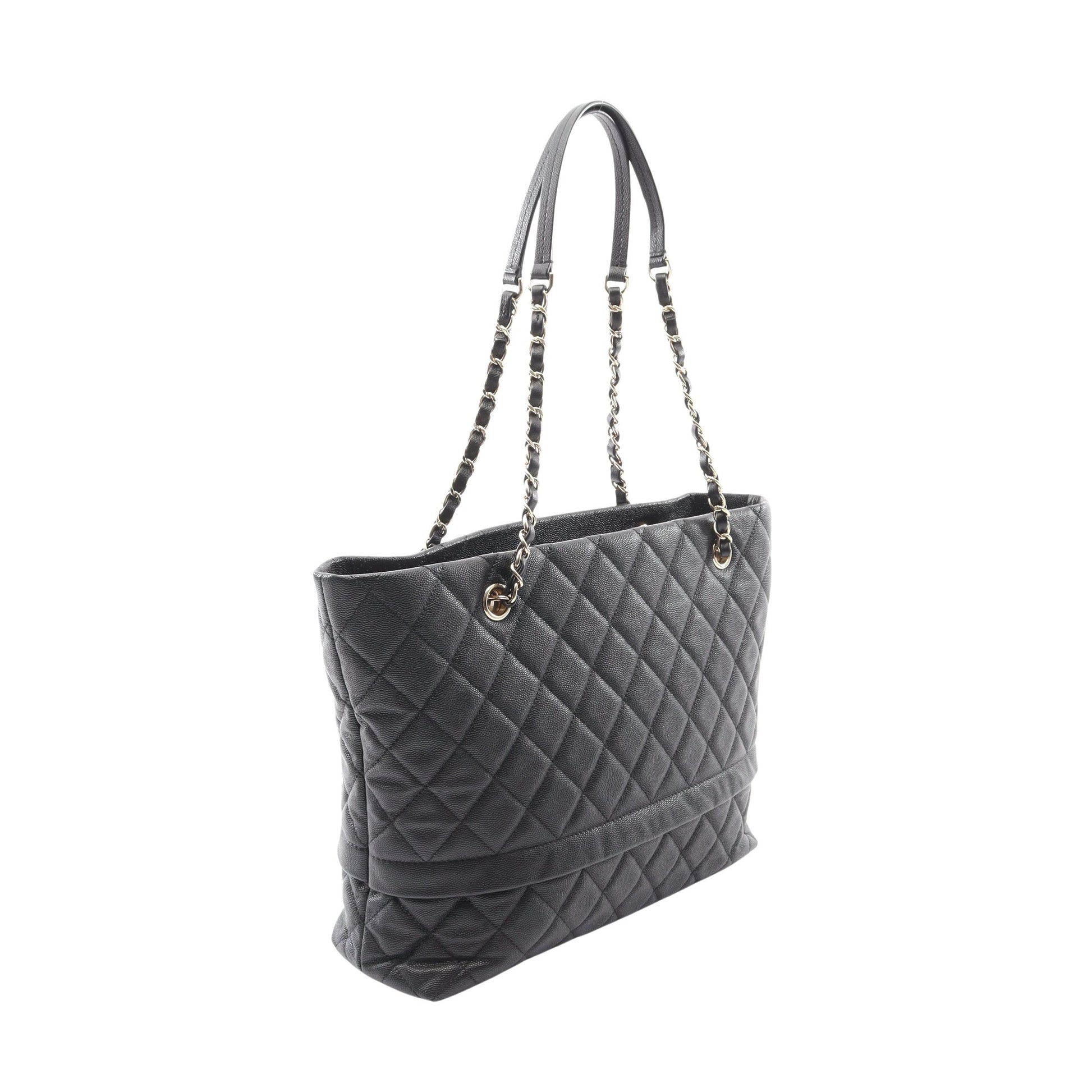 マトラッセ チェーンショルダーバッグ チェーントートバッグ キャビアスキン ブラック ゴールド金具 シャネル バッグ CHANEL