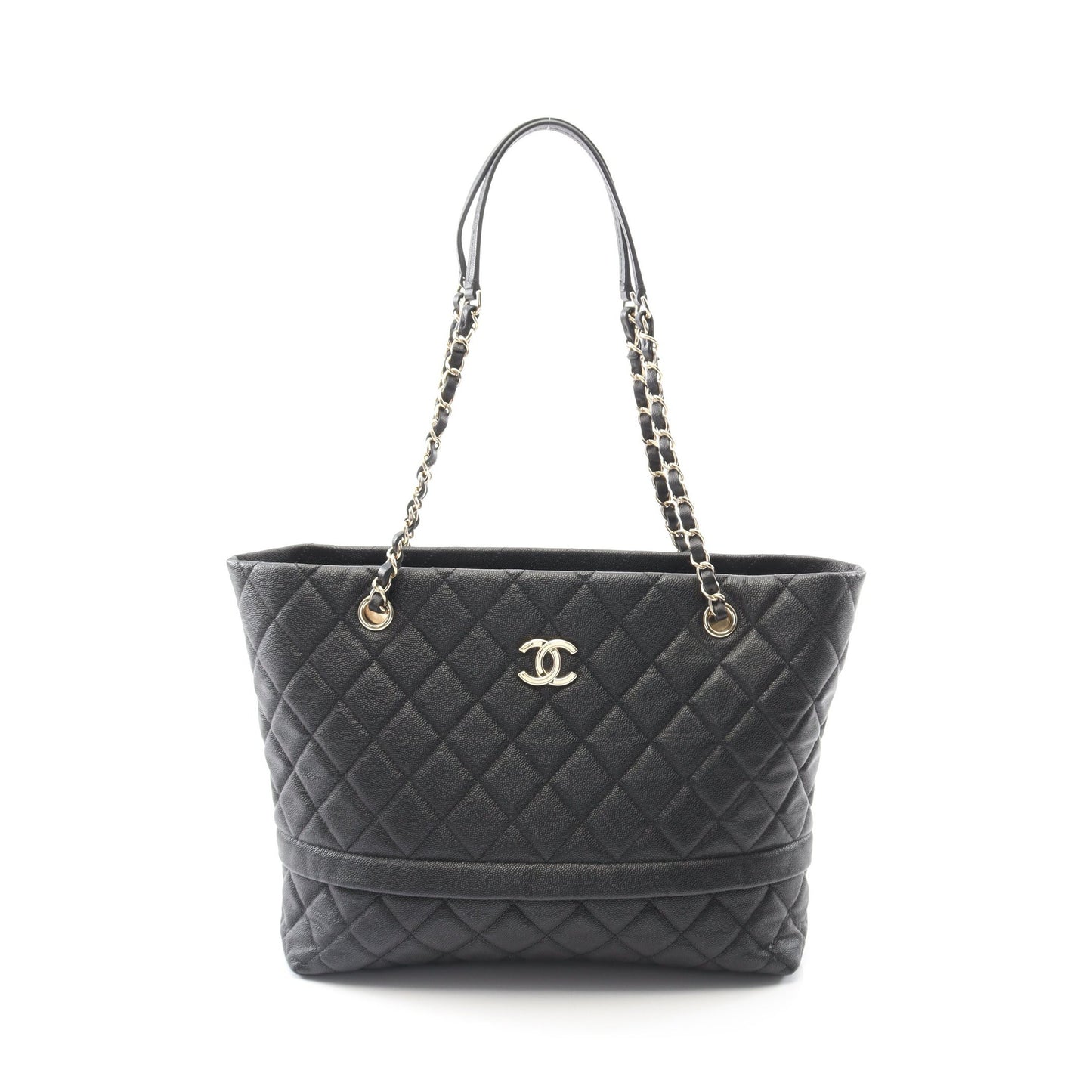 マトラッセ チェーンショルダーバッグ チェーントートバッグ キャビアスキン ブラック ゴールド金具 シャネル バッグ CHANEL