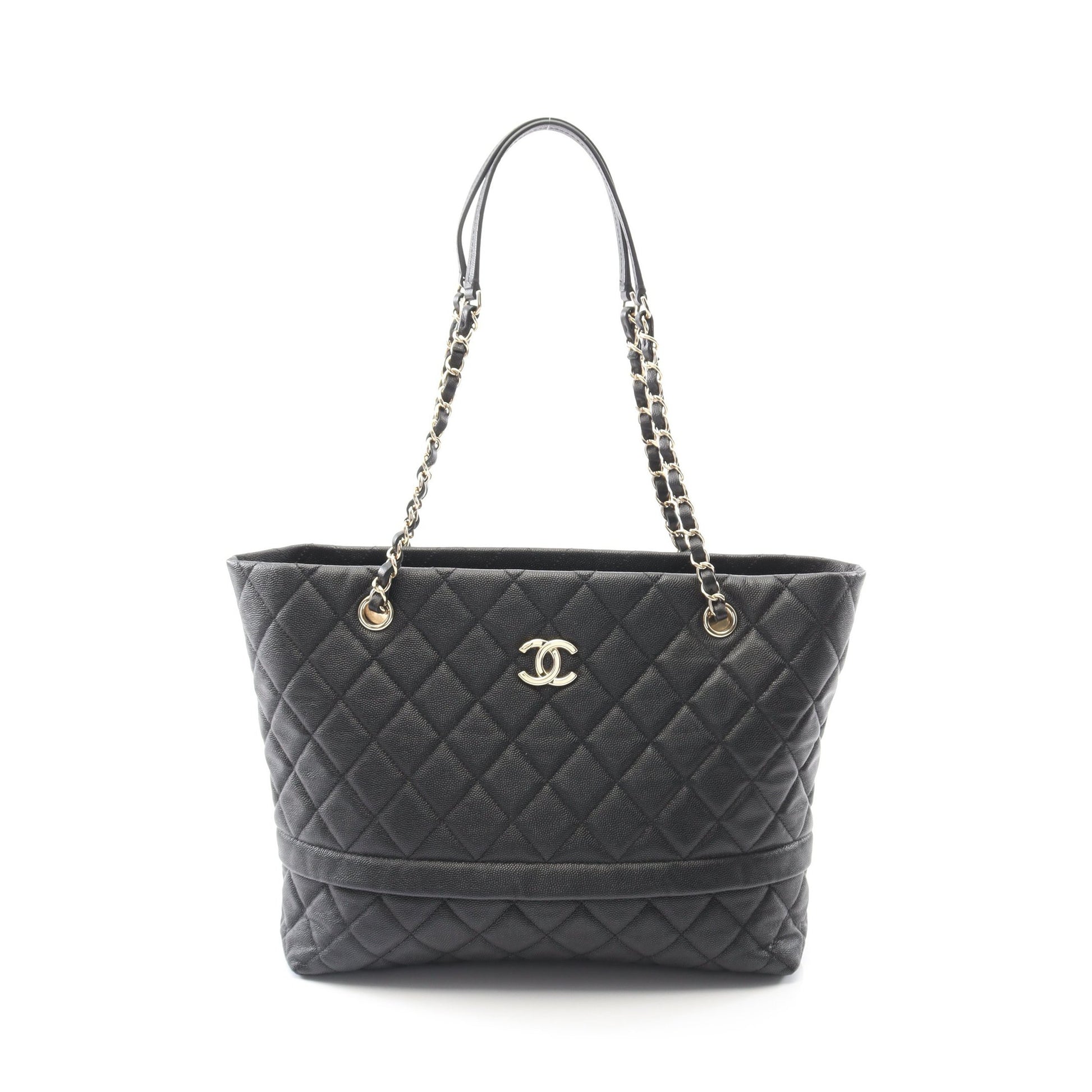 マトラッセ チェーンショルダーバッグ チェーントートバッグ キャビアスキン ブラック ゴールド金具 シャネル バッグ CHANEL