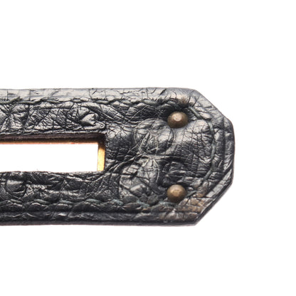 バーキン35 ルージュヴィフ ハンドバッグ オーストリッチ レッド ブラック ゴールド金具 ○Y刻印 エルメス バッグ HERMES