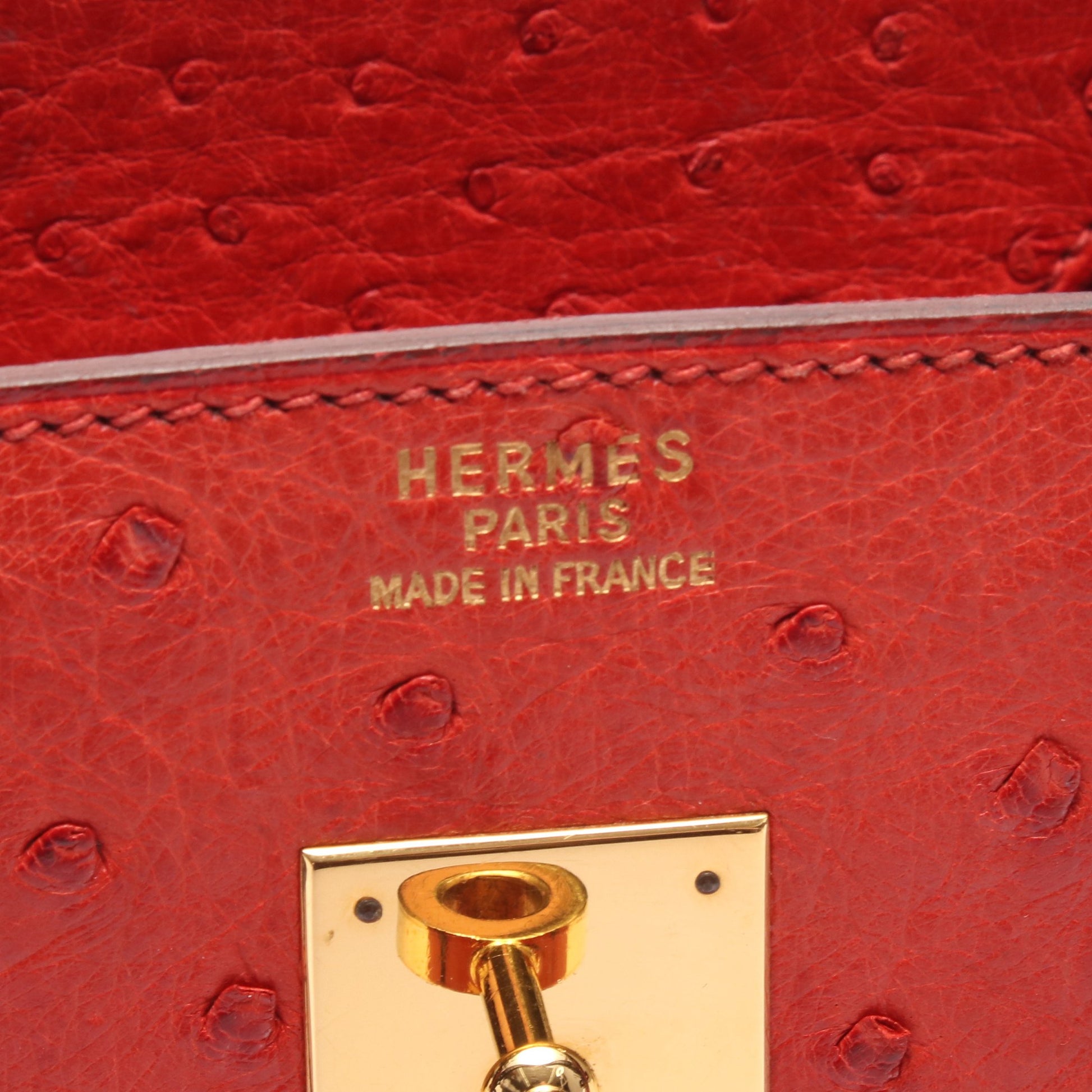 バーキン35 ルージュヴィフ ハンドバッグ オーストリッチ レッド ブラック ゴールド金具 ○Y刻印 エルメス バッグ HERMES