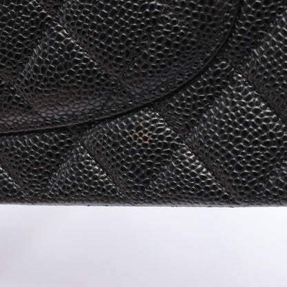 マトラッセ Wフラップ Wチェーンショルダーバッグ キャビアスキン ブラック シルバー金具 シャネル バッグ CHANEL