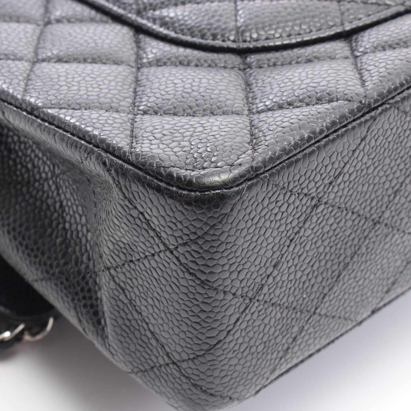 マトラッセ Wフラップ Wチェーンショルダーバッグ キャビアスキン ブラック シルバー金具 シャネル バッグ CHANEL