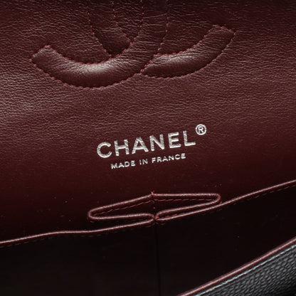 マトラッセ Wフラップ Wチェーンショルダーバッグ キャビアスキン ブラック シルバー金具 シャネル バッグ CHANEL