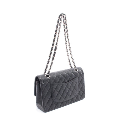 マトラッセ Wフラップ Wチェーンショルダーバッグ キャビアスキン ブラック シルバー金具 シャネル バッグ CHANEL