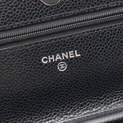 マトラッセ チェーンウォレット キャビアスキン ブラック シルバー金具 シャネル バッグ CHANEL