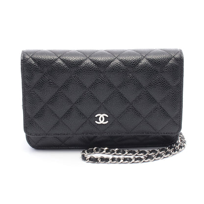 マトラッセ チェーンウォレット キャビアスキン ブラック シルバー金具 シャネル バッグ CHANEL