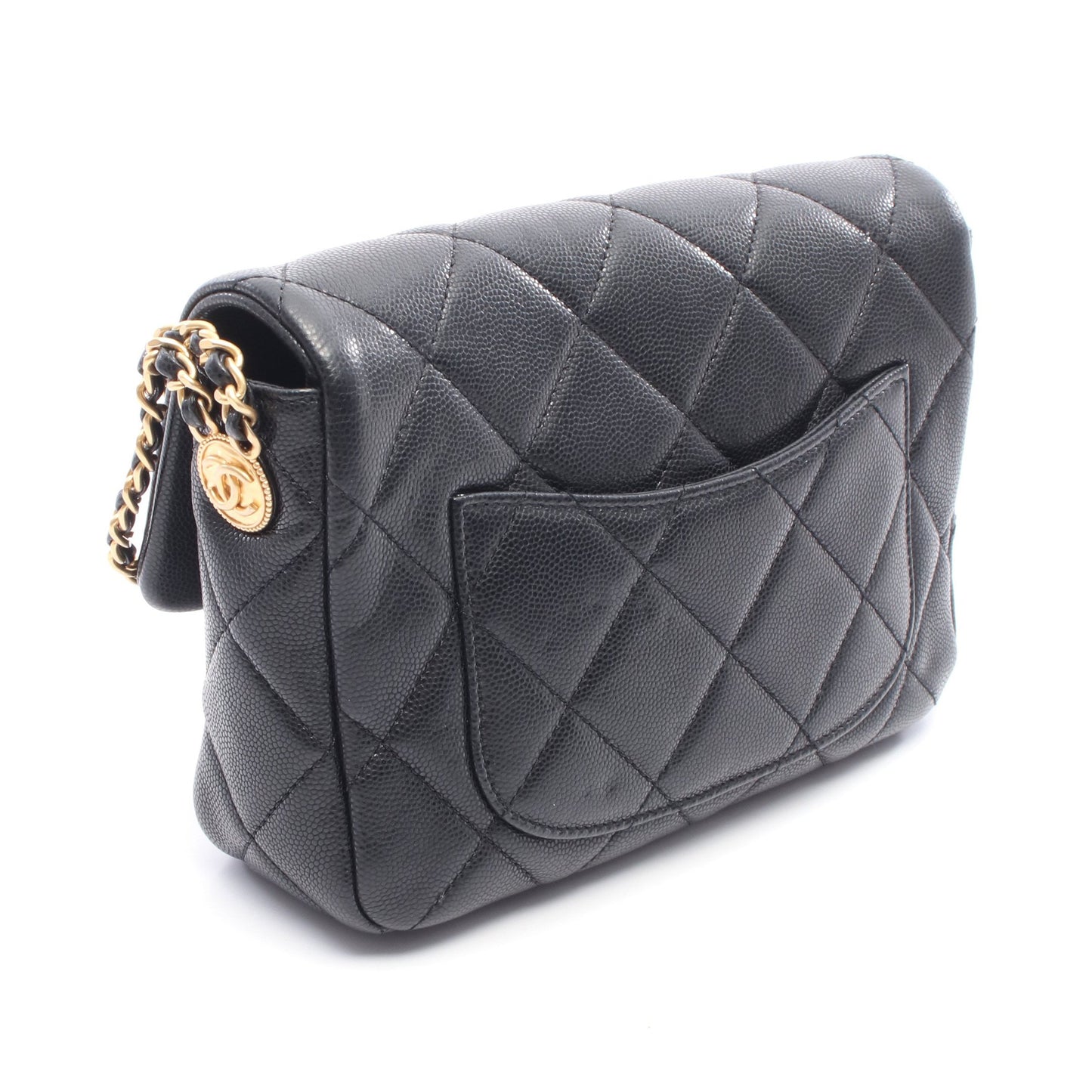マトラッセ チェーンショルダーバッグ キャビアスキン ブラック ゴールド金具 シャネル バッグ CHANEL