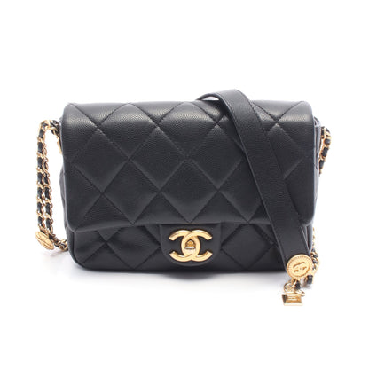マトラッセ チェーンショルダーバッグ キャビアスキン ブラック ゴールド金具 シャネル バッグ CHANEL