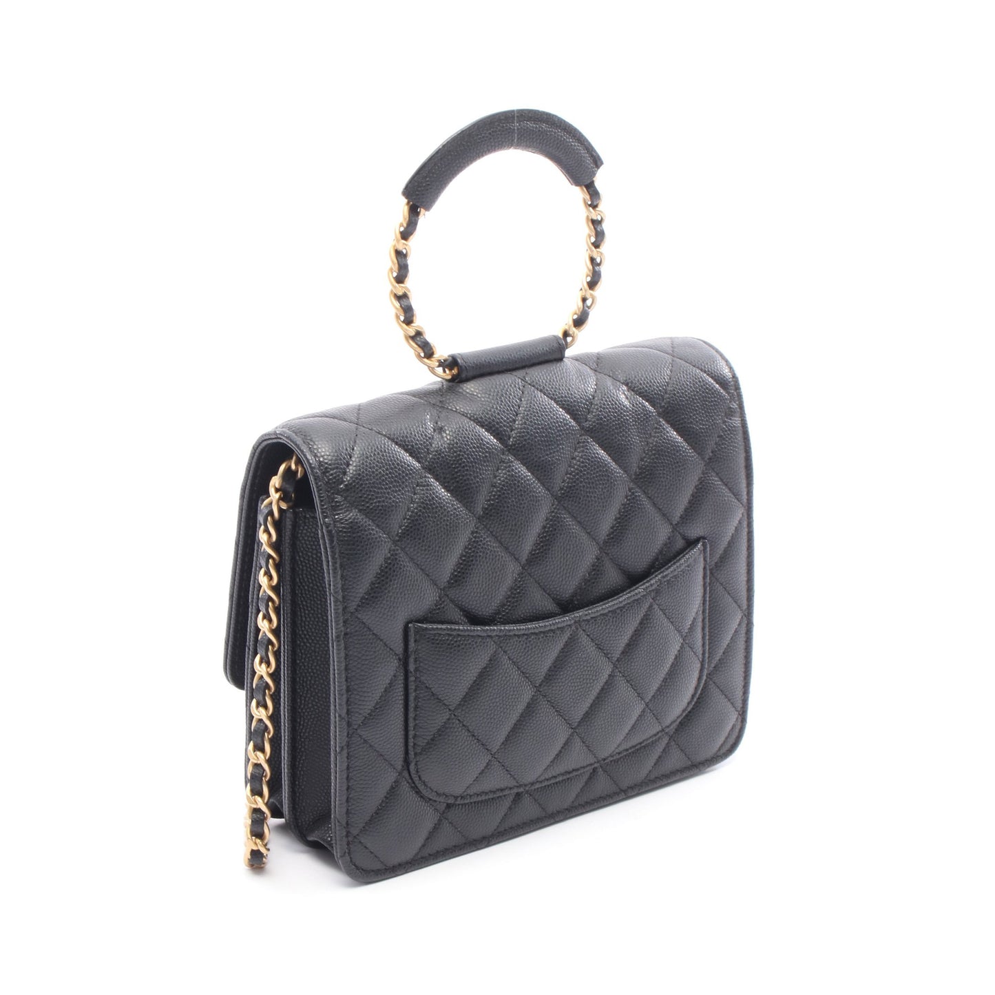 マトラッセ ループハンドル チェーンショルダーバッグ キャビアスキン ブラック ゴールド金具 2WAY シャネル バッグ CHANEL
