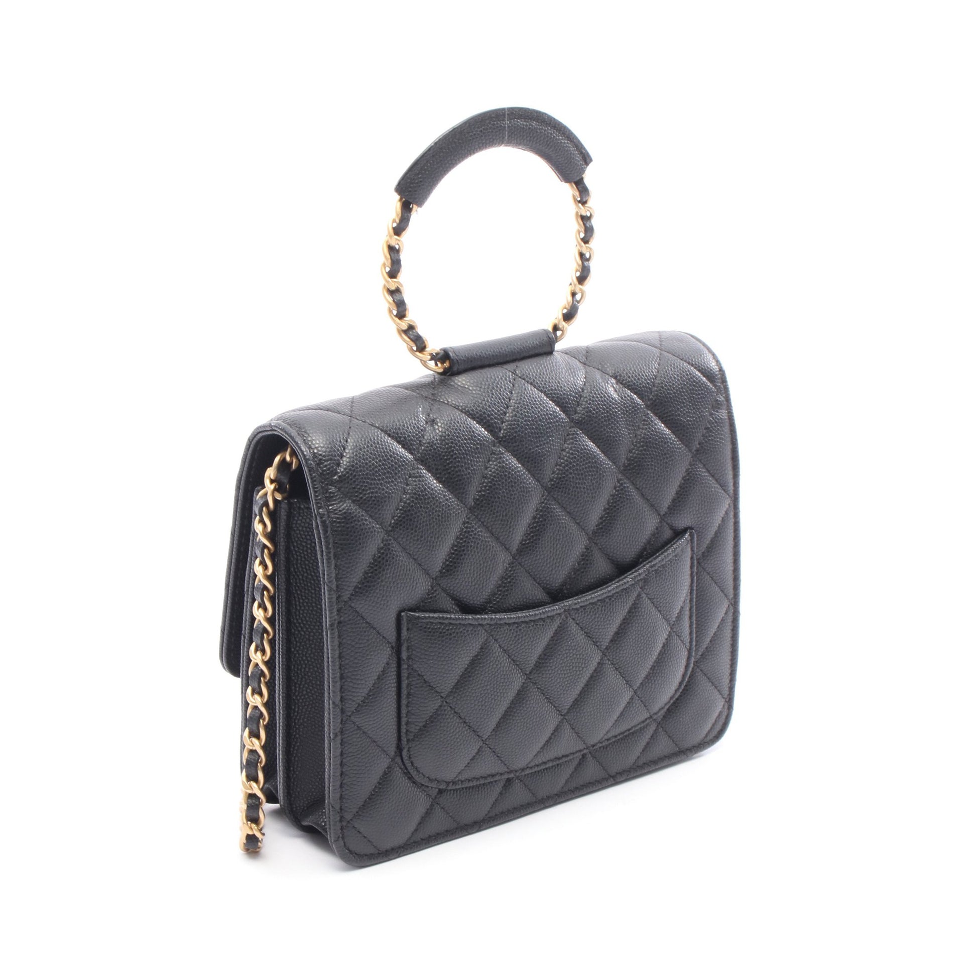 マトラッセ ループハンドル チェーンショルダーバッグ キャビアスキン ブラック ゴールド金具 2WAY シャネル バッグ CHANEL