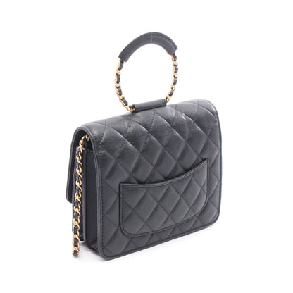 マトラッセ ループハンドル チェーンショルダーバッグ キャビアスキン ブラック ゴールド金具 2WAY シャネル バッグ CHANEL