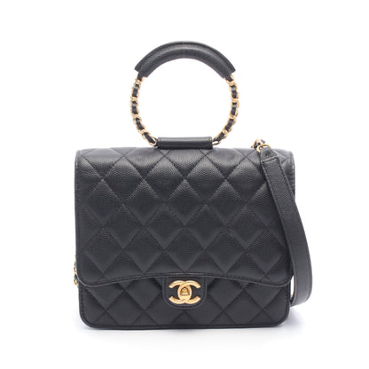 マトラッセ ループハンドル チェーンショルダーバッグ キャビアスキン ブラック ゴールド金具 2WAY シャネル バッグ CHANEL