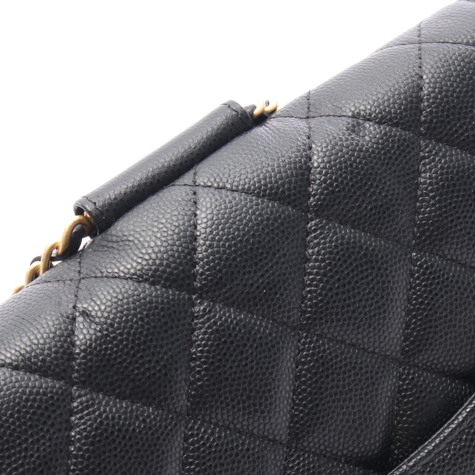 マトラッセ ループハンドル チェーンショルダーバッグ キャビアスキン ブラック ゴールド金具 2WAY シャネル バッグ CHANEL