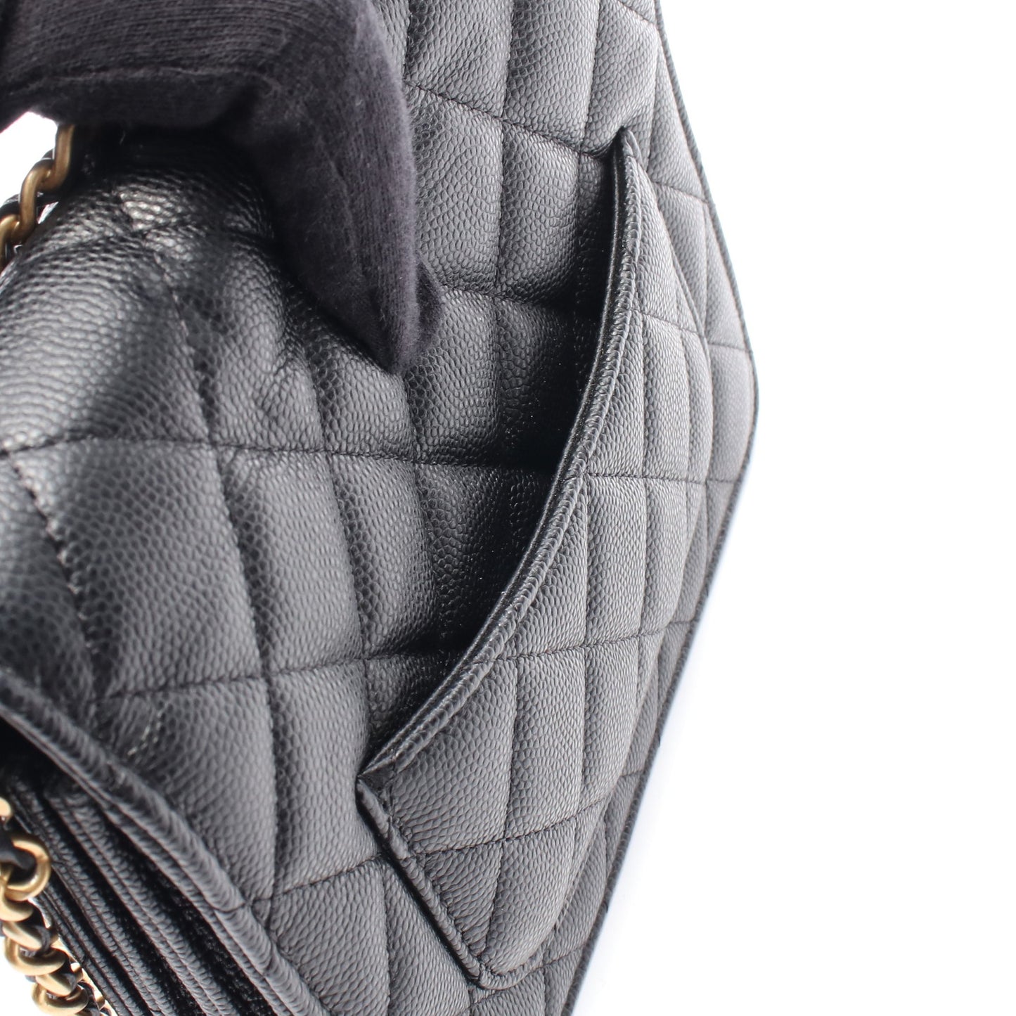 マトラッセ ループハンドル チェーンショルダーバッグ キャビアスキン ブラック ゴールド金具 2WAY シャネル バッグ CHANEL