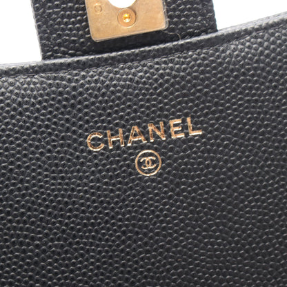 マトラッセ ループハンドル チェーンショルダーバッグ キャビアスキン ブラック ゴールド金具 2WAY シャネル バッグ CHANEL