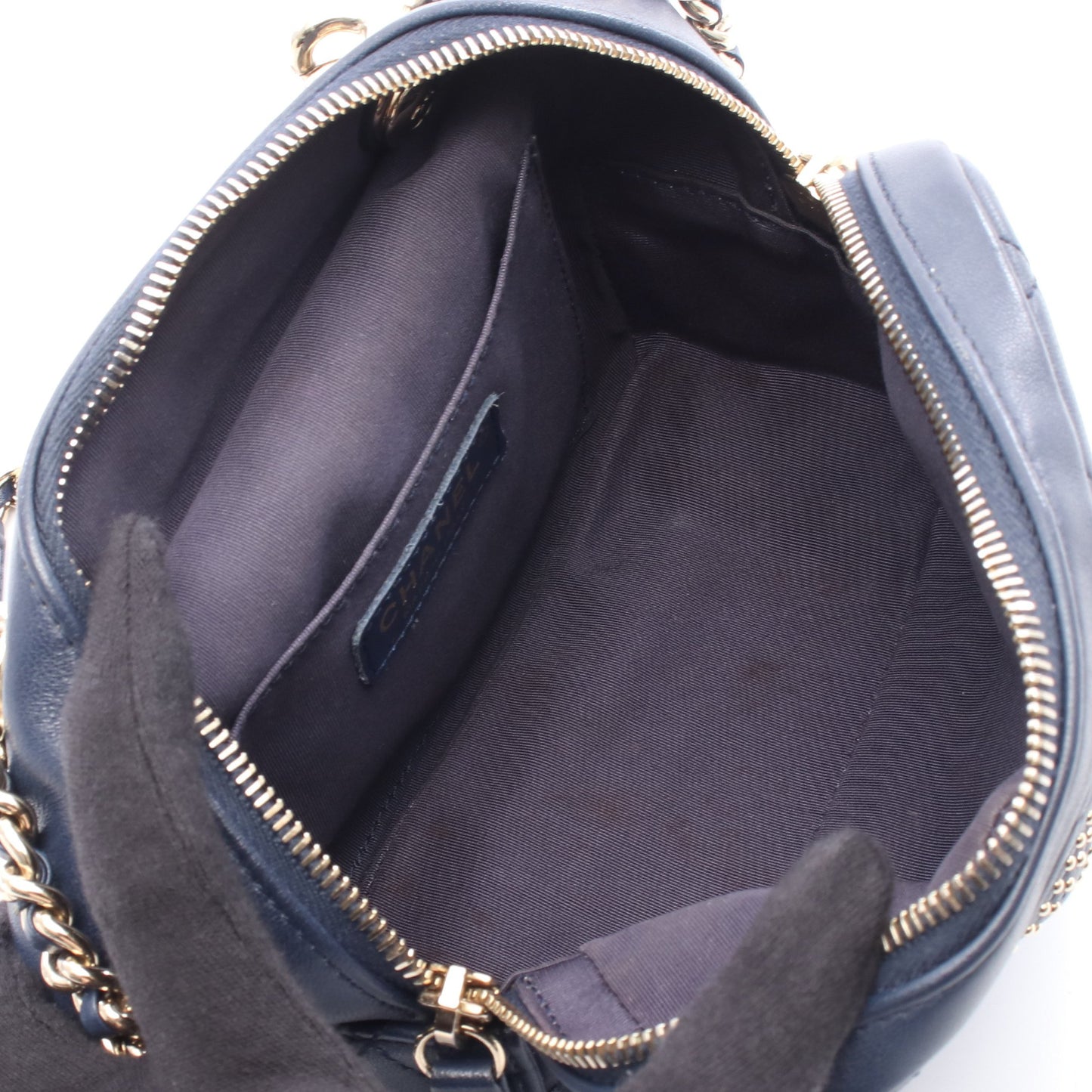 マトラッセ ココマーク チェーンショルダーバッグ レザー ネイビー ゴールド金具 シャネル バッグ CHANEL